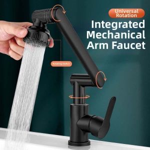 RGFV Adjustable Robotic Arm Faucet Universal Flexible 360°Rotating Bib Easy To Install Ceramic Valve Core Dual Mode Faucet Kitchen Sink