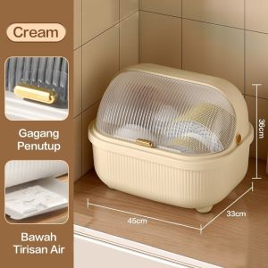 Celyhome Rak Pengering Air Mangkok Rak Piring Plastik Dengan Tutup Rak Piring/Sendok/Garpu Rak Dapur