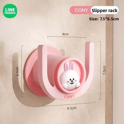 100% Authentic Line Friends Slipper Rack Holder Bathroom Wall-mounted Wall Toilet Punch-free Shelving Rack Shoe Storage BROWN CONY Birthday Gifts LFB12/LFB259