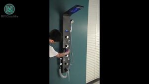 Black LED Light Shower Faucet Bathroom SPA Massage Jet Shower Column System Waterfall Rain Shower Panel Bidet SprayerFast shipping