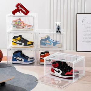 Shoe Box Storage Large Side Door Fully Transparent Luxury Men Women Shoe Display Box Sneakers Kotak Kasut Hard Case Stackable Supplies