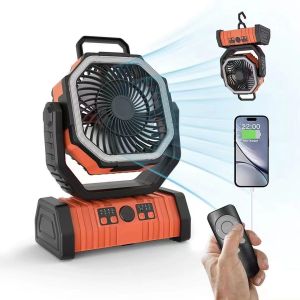 *Support Local* Outdoor Camping Fan Fishing Lamp Cooling Fan | 4 Wind Speed 3 Level LED Lamp Brightness Slient Mode Timer Mode Automatic Rotation 45⁰ and 90⁰ Rotation 10-Metre range Remote Control 20000 mAH Battery Indicator Type-C Charging Power Bank