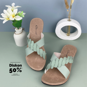 CMT INARA Sandal wanita Slop Silang Sandal Plat Motif Kepang sandal nonslip sandal slide