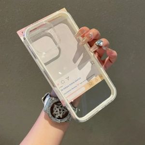 Luxury 2 IN 1 Transparent Candy Phone Case For iPhone 16 11 12 13 14 15 Pro Max Plus Clear Shockproof Bumper Back Cases Cover