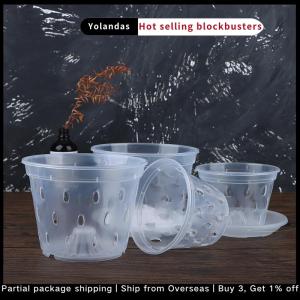 [Yolandas] 1Pc Flowerpot Garden Planter Drainage Pots with Holes Transparent Orchid Baskets Plastic Breathable Flower Pots Accessories