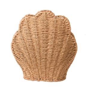 Large Capacity Handwoven Storage Bin For Toy Cosmetics Shell Shaped Basket Decorative Paper Rope Desktop Organizer