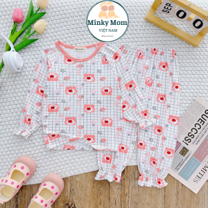 Bộ Quần Áo Trẻ Em Dài Tay Hiệu Minky Mom Vải Thun Lạnh In Toàn Thân Cho Bé 0-8 tuổi mặc ngủ máy lạnh mùa thu TD-IN106