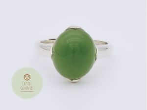 SG LOCAL - Authentic Hetian Jade 925 Silver Ring 和田玉碧玉925银戒子