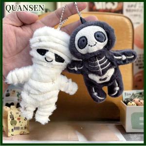 QUANSEN Halloween Funny Skull Mummy Plush Toy Creative Stuffed Doll Keychain Bag Pendant Key Hanging Decor Fun Holiday Gifts