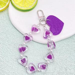 Stylish Crystal Love Heart Lanyard Anti-Lost Bracelet for Mobile Phone Case Wrist Strap Car Keychain