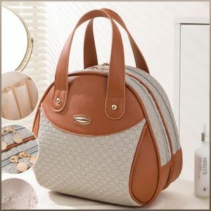 Organizer Bag Hidden Zipper Area Double Handheld Cosmetic Bag Double-layer Large-capacity Cosmetic Bag