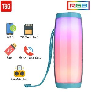 T&G TG-157 LED Colorful Lights Dual Speaker Portable Bluetooth Speaker with Strap Multi Function