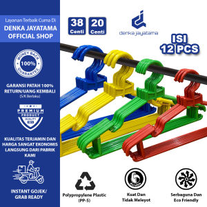 Isi 12 Pcs Hanger Warna Gantungan Baju Celana Laundry Serbaguna Plastik Dewasa Dan Anak 38x20