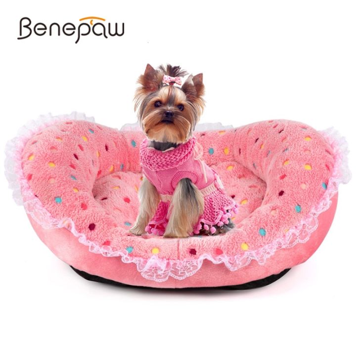 Benepaw Cute Princess Style Cat Dog Bed Lace Pink Girl Polka Dots Pet Bed  Soft Warm Fleece Kitten Puppy Nest Anti-slip Sofa Lazada PH