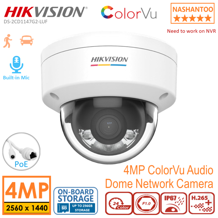 Hikvision 2MP/4MP Colorvu PoE Audio Dome IP Network Camera, H.265 ...