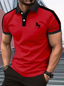 Polo Shirt for Men Gradient Bird Printed Short Sleeve Polo for Men Formal