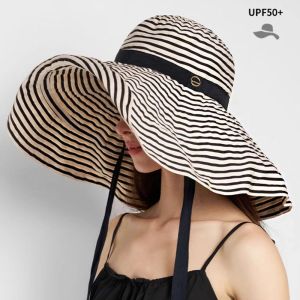 GENENIC có dây đeo chống gió Mũ cá sấu sọc dành cho nữ Màu đơn sắc Vành rộng Mũ che nắng Thường ngày cỡ lớn Mũ chống nắng mùa hè Phụ nữ