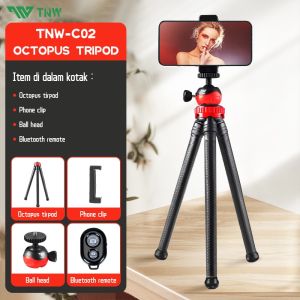 TNW C02 Octopus Tripod Flexible Mini Tripod Bluetooth Octopus Tripod Fleksibel Tongsis Flexible untuk HP Kamera DSLR