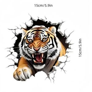Miếng dán decal Hổ 3D - Dán trang trí ô tô laptop cửa kính - 15cm