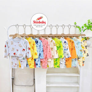 Set 4 bộ thun lạnh dài tay siêu mềm mát nhiều hình in dễ thương cho bé
