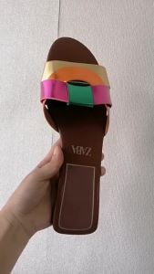 ZA Brand Large Size WomenS New Flat Sandals Trendy One-Line Colorful Slippers
