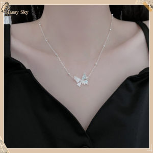 ❤️【Ready&COD】Kalung Kupu Rantai Klavikula-Kalung Titanium Wanita Korea Liontin Kupu Kupu Rantai Klavikula
