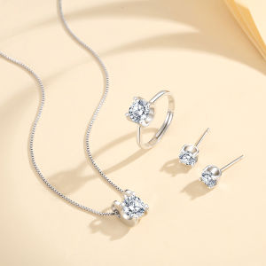 LOVETIA Set Perhiasan Snowflakes Moissanite Perak 925 Sertifikat GRA BTTZ006