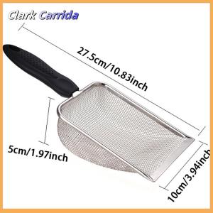 [Clark Carrida] Vật nuôi làm sạch công cụ thép không gỉ Phân xẻng Net mèo xả rác xẻng loài bò sát thằn lằn cát xẻng lưới màn hình phân muỗng