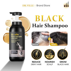 Dr.ville Black Hair Shampoo Black Hair Serum Long-Lasting Shine Hair Growth Shampoo for Anti Hair Loss White Hair Turns Black 300ml 乌发洗发水