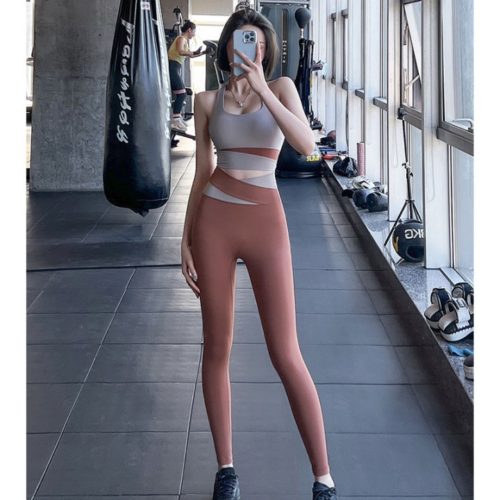 UNIQUETOP Women Gym Suits Shockproof Underwear Fitness Bra Jogging Running  Vest Yoga Pants Set