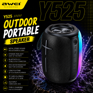 AWEI Y525 Portable Wireless Speaker Bluetooth V5.3 RGB IPX6 Waterproof Long Lasting Battery Life