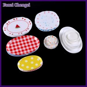 Fanzi 5 cái 1/12 Dollhouse phim hoạt hình thực phẩm Tấm Dollhouse mini nhà bếp tấm trang trí