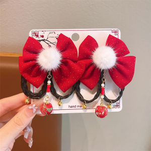 YUNAFIN 1 Pair Năm  cho trẻ em 2025 Kẹp tóc Đỏ Rắn hoạt hình Kẹp tóc phong cách Trung Quốc Đẹp Ngọt ngào Phụ kiện tóc Dành cho bé gái