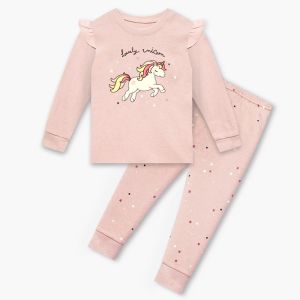 Bộ tay dài quần dài cotton mịn dáng ôm mặc nhà mùa đông cho bé gái và bé trai Unifriend Hàn Quốc U2023-42