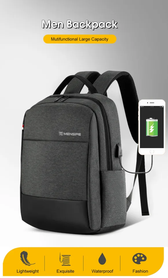 MENSPE Men Backpack Laptop Backpack Business Travel Bag Waterproof Backpack  College Backpack Casual Shoulder Bag Anti Theft Back Pack School Bag for