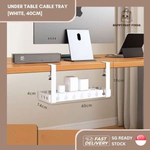 Adjustable Under Desk Cable Organizer 43–74cm | Double Layer Wire Management Tray & Cable Holder for Office Desk