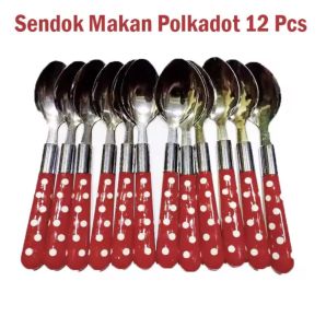 Sendok Polkadot  / Sendok makan Motif Polkadot Tebal 12 pcs