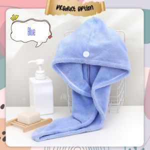 Hair Towel with Button Super Absorbent Hair Towel Wrap Fast Drying Hair Wraps 干发帽 Tuala Rambut - TV07