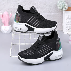 [Free Shipping] WomenS White Sneakers With A Mesh Upper And Hidden Heel 2026 Autumn New Collection Breathable And Slimming Athletic Shoes