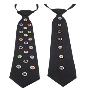 Adorned Flower Necktie Two-Level Design Wrinkle Resistant Polyester For Weddings Prom Parties