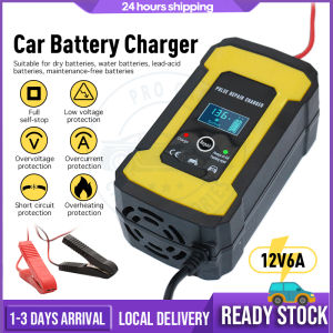 12V 6A Car Battery Charger Motorcycle Acid Battery Charger Intelligent Pulse Repair 3Pin Plug Auto Motorcycle Battery