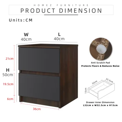 KitchenZ 1.5FT Side Table with 2 Layer Drawer Storage-HMZ-FN-ST-7004