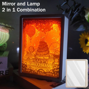 3D Mirror Lamp Paper Sculpture Lamp 2 in 1 Night Lamp Multiple Styles Night Light for Baby Rechargeable Light 3D Mirror Paper LED Creative Night Light Lamp Shade Bedroom Overnight for Valentines Day Confession Atmosphere Decoration Gift