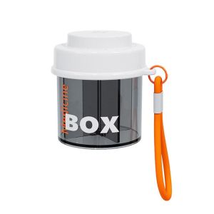 HTF Lanyard with Lid Pill Storage Box Visual Window Rotatable Pill Box 6a