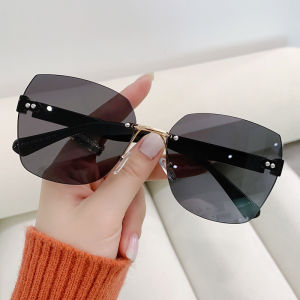 GU Kacamata Hitam Tanpa Bingkai Bentuk Kotak Persegi Desain Mewah Untuk Pria Wanita Sunglass Anti UV Import Murah K7 16050