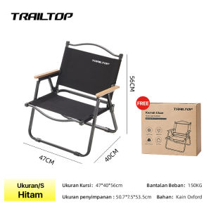 TrailTop Kursi Lipat Kermit Kursi Pantai Lipat Dengan Gagang Kayu Kursi Camping Beban 150kg