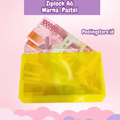 Zipper Pastel Binder Ziplock A6 6-hole PVC Transparent Hand Book/Ziplock Storage Bag Zipper bag Accessories
