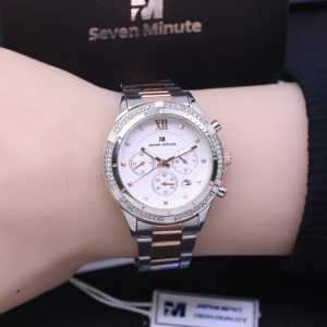Jam Tangan Wanita Seven Minute 741 Analog Tanggal Original Rantai Stainless Steel