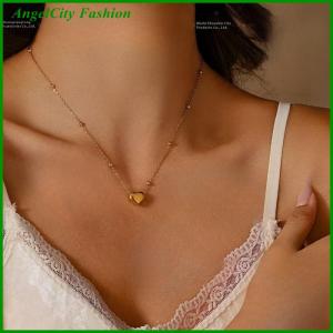 AngelCity Fashion Store Stainless Steel Color Heart Love Chain Necklace Bracelets Earrings For Women Girl New Fashion Non-fading Jewelry Set