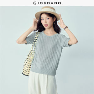 GIORDANO Women Knitwear Round Neck Short Sleeve Knitwear Casual Stylish Trendy Elegant Comfortable Fashion 18356003